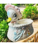 Vtg NAPCOWARE Kitschy Duck In Bonnet Flowers Pink Ceramic PLANTER  Japan - $27.23 CAD