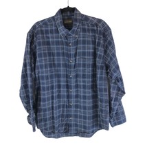 Taylor &amp; Henry Mens Shirt Oxford Cotton Button Down Plaid Pocket Blue XL - $12.59