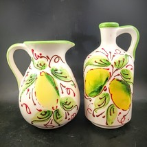 Hnos Pedraza Handcrafted In Spain Pottery Pitcher and Jug Lemon Motif, OBO - $788.38 MXN