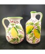 Hnos Pedraza Handcrafted In Spain Pottery Pitcher and Jug Lemon Motif, OBO - $788.38 MXN