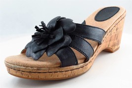 GNW Slides Black Leather Women Shoes Size 7 Medium - £13.45 GBP