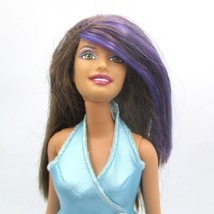 Barbie Doll With 1999 Body &amp; 2003 Head In Blue Halter Dress &amp; Brown-Purp... - $9.41