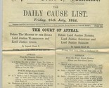 1924 Supreme Court of Judicature Daily Cause List London England  - $39.70
