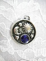 Outer Space Sky People Celestial Bodies Sun Moon Stars Pewter Pendant Necklace - £7.98 GBP