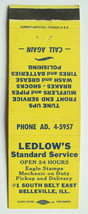 Ledlow&#39;s Standard Service - Belleville, Illinois 20 Strike Matchbook Cover IL - £1.59 GBP