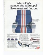 1982 TWA Airlines Print Ad Ambassador Class Cabin Seats Airplane 8.5&quot; x 11&quot; - $27.46 CAD