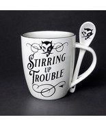 Alchemy Gothic ALMUG17 Stiring Up Trouble Cup &amp; Spoon White Black Coffee... - $314.11 MXN