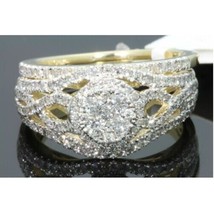 14K Yellow Gold 1.11 Carat Womens Moissanite Engagement Ring Wedding Band Set - £524.79 GBP