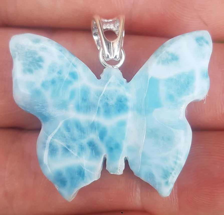 natural BLUE LARIMAR handcarved Gemstone 925 sterling silver BUTTERFLY p... - €55,39 EUR natural BLUE LARIMAR handcarved Gemstone 925 sterling silver BUTTERFLY p... - €55,39 EUR