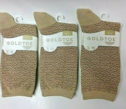 3 Pair GOLDTOE Women&#39;s (PALE KHAKI) Fashion Socks Shoe Size 6-9 BRAND NE... - £12.62 GBP