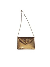 Vintage 70s WHITING &amp; DAVIS mesh gold envelope bag purse Studio 54 fashion style - £65.72 GBP