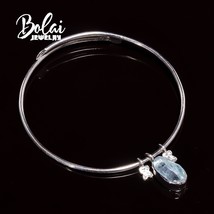 bolaijewelry,Handmade natural aquamarine bracelet, simple niche design 925 sterl - £69.76 GBP