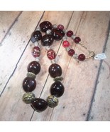 Necklace Bead Glass w/Textured Spacers Toggle Clasp 21&quot;+ Upcycled Handmade - $15.00