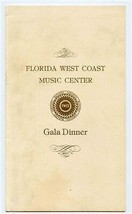 Florida West Coast Music Center Gala Dinner Menu &amp; Program Sarasota Hyat... - £22.21 GBP
