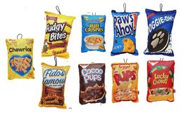 MPP Funny Food Dog Toy Faux Cookie or Cereal Crinkle Bag Squeaker Ballis... - $15.10+