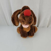 Ganz Wrinkle Shar Pei Stuffed Plush Puppy Dog Chocolate Dark Brown Red Nose 1981 - £19.58 GBP