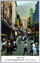 Street Vista Hong Kong Northwest Orient Airlines Emesso Unp Cromo Cartolina A13 - £9.45 GBP