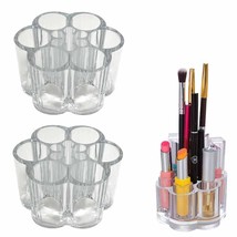 2 Pc Cosmetic Holder Organizer Acrylic Makeup Stand Vanity Flower Shape 12 Slots - £15.88 GBP