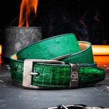 Marco Di Milano Genuine Ostrich Ostrich Leg Exotic Belt Alessio Lemon Green image 7