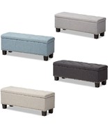 Padded Fabric Ottoman Storage Bed Bench Button-Tufted Nail Head Beige Bl... - £176.93 GBP