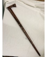 hand carved wood cane walking stick Pulski 1975 ornate carving 28&quot; NICE - $110.97 CAD
