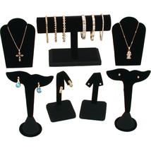 Black Earring Necklace Bracelet Displays 7 Pc Set New - £46.97 GBP