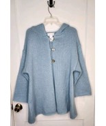 Soft Surroundings Mohair Wool Acrylic Hooded Cardigan Sweater Sky Blue S... - $51.03 CAD