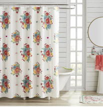 The Pioneer Woman Breezy Blossom Floral Shower Curtain With Dainty Dot Appliqué - £17.73 GBP