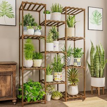 Multi-Tier 11 Potted Plant Rack Flower Stand Tall Wood Shelf With Gloves... - £64.73 GBP