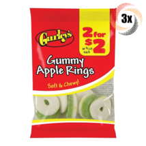 3x Bags Gurley&#39;s Gummy Apple Flavor Rings Chewy Candy | 3oz | Fast Shipping - £9.45 GBP