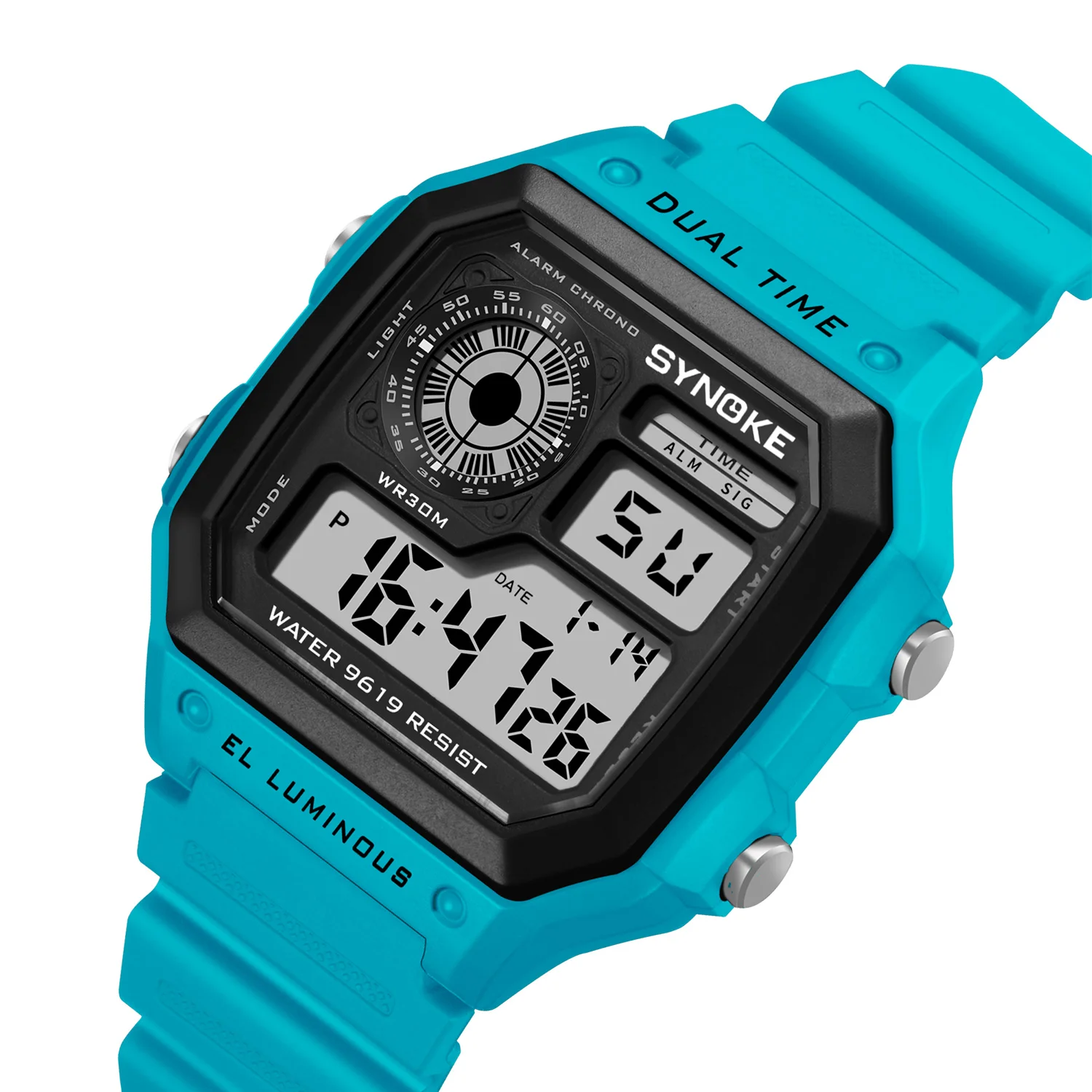 SYNOKE Digital Watch Student Men Colorful  LED Stainless Steel Multi-function Fa - £53.73 GBP