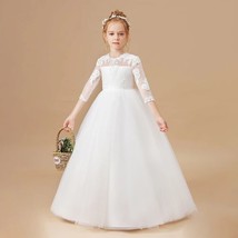 Girls Appliques Dress Wedding Children Junior Bridesmaid Communion Dress - £93.00 GBP