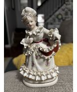 Wales Bone China Ruffled Dress Elgant Lady Figurine 6" Japan - $24.00