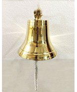 Antique Solid Brass 8&quot; Ship Bell Ring Home Kitchen Outdoor Indoor Door Bell - £69.48 GBP
