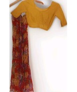 WOMENS India  Dupatta Red Floral Multi  With Mustard Choli READ - $19.80