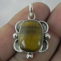 925 Sterling Silver Pendant Necklace Tiger&#39;s Eye Handmade Jewelry Women PS-1918 - £35.75 GBP