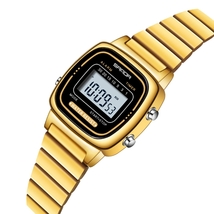 SANDA 6053 Ladies Square Electronic LED Watch, Seconds, Alarm Clock, Wat... - $35.00