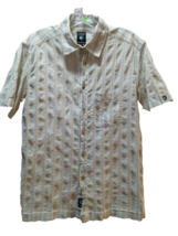 KUHL Men FLAW Large L Athletik Fit FLAWED shirt raised stripes blue brown - $9.79