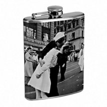 Classic Kiss Hip Flask Stainless Steel 8 Oz Silver Drinking Whiskey Spirits R1 - £8.00 GBP