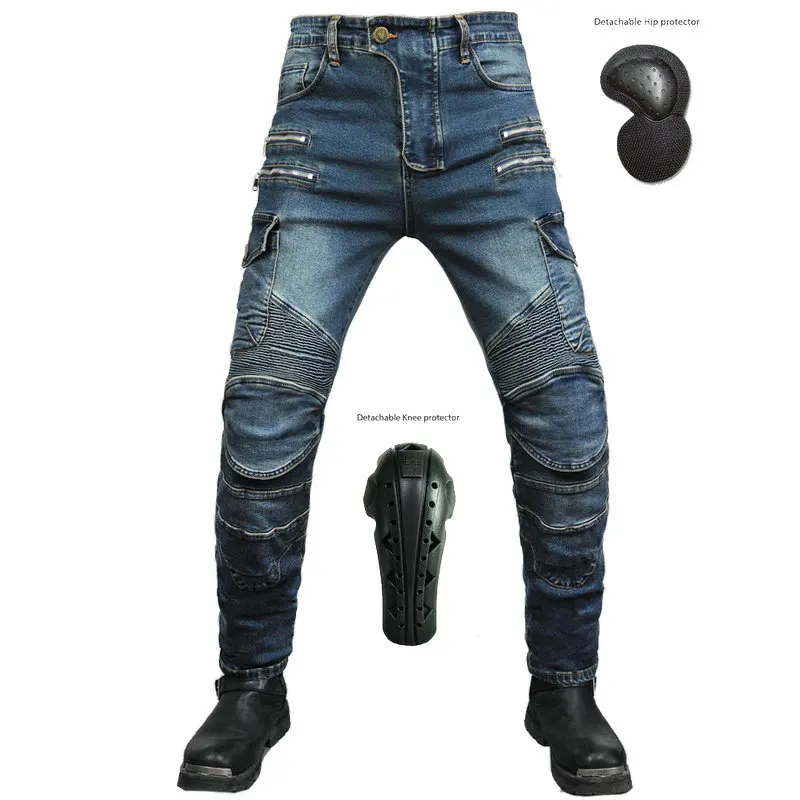 New motorcycle jeans locomotive multi-pocket tooling riding pants casual... - £25.51 GBP+