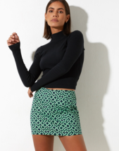 MOTEL ROCKS Ima Skirt in Retro Tile Green (MR62) - $23.93