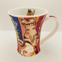 Colorful Smiling Cats Mug 10 oz Best Friends by Dema Designs Fine Porcelain - £11.19 GBP