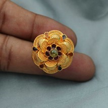 Beautiful Flower 22k Yellow Gold Ring Indian Jewelry for Women, indian ornate an - £936.63 GBP