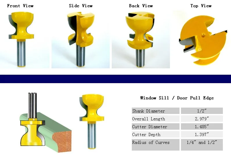 Windowsill / Stool Molding Router Bit /DRAWER PULL BITS wor Tenon Millin... - $5,253.06 MXN