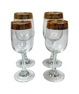 Vintage Italian Cellini Etched Crystal Wine Glasses 24K Gold Set 4 Small... - $37.39