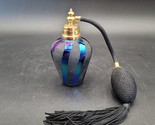 I. W. Rice &amp; Co. Perfume Iridescent Blue Purple Glass Bottle w/Atomizer ... - £19.83 GBP