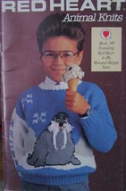 Vintage Red Heart Knitting Booklet 340 Animal Knits For Kids - £4.45 GBP