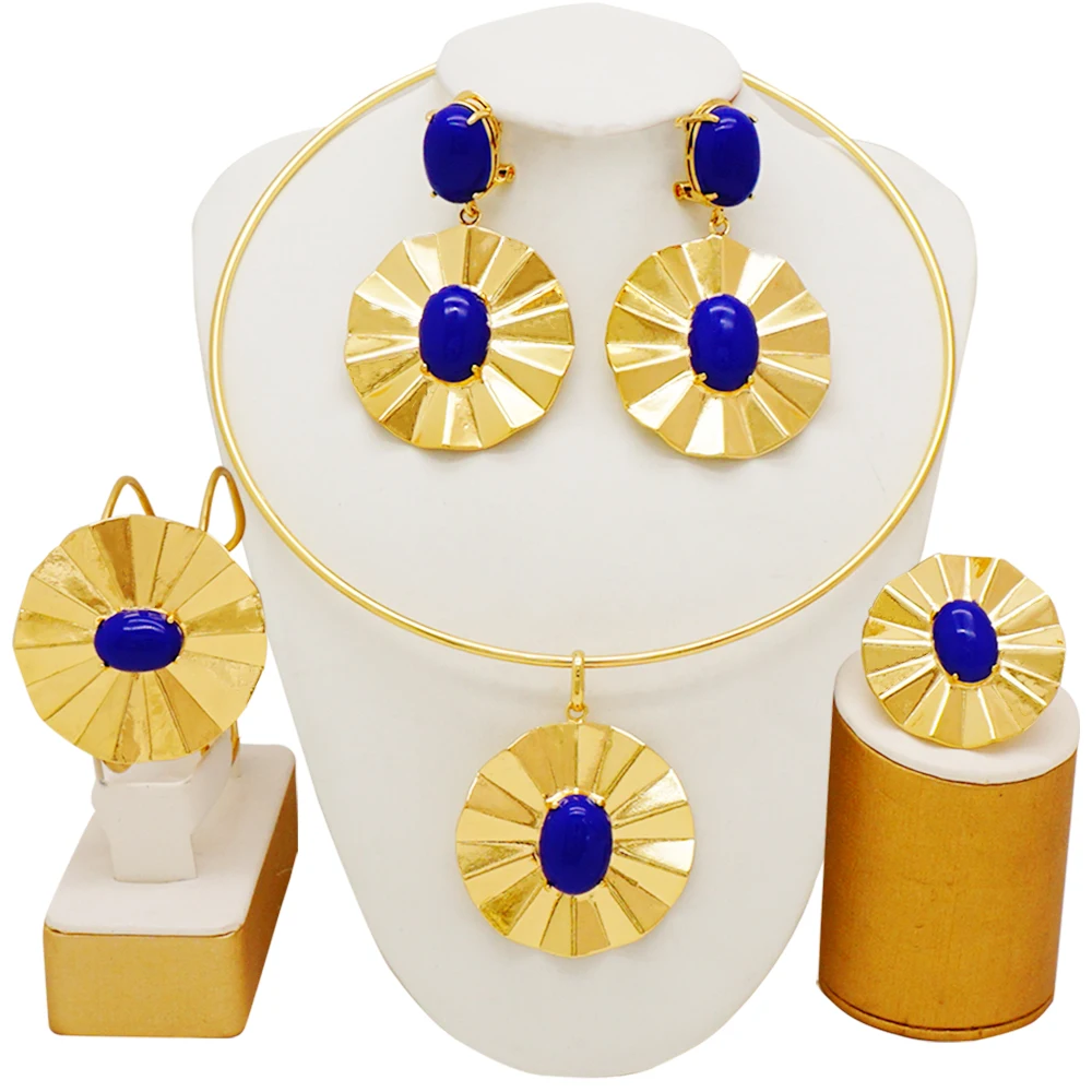 Trend Fashion Dubai Jewelry Set For Women African Bead Jewellery Fine Ne... - $55.91