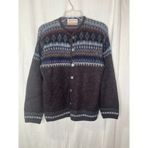 Vintage 1960s Jantzen Wool Mohair Fuzzy Prairie Fair Isle Nordic Cardigan S - $150.00