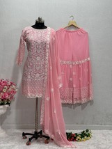 Bollywood Heavy Embroidered Pink Sharara Suit Suit || Festival Punjabi dress Set - £67.53 GBP